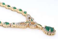 Majestic Yellow Gold Emerald and Diamond Necklace