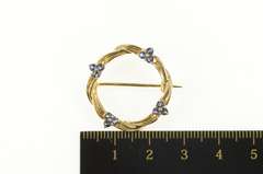 14K Yellow Gold Retro Sapphire Cluster Accent Twist Circle Pin/Brooch
