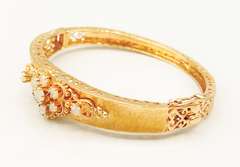 14kt Solid Yellow Gold and Opal Antique Bangle