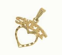 14K Yellow Gold Sweet Heart Love Symbol Romantic Charm/Pendant