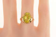 10K Yellow Gold 1940's Handmade Quartz Ornate Statement Ring