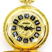 Ladies Vintage Swiss Pocket Watch & Chain - Runs