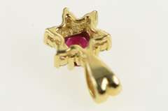 14K Yellow Gold 0.55 Ctw Natural Ruby Diamond Halo Flower Pendant