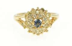 Gold Plated 1940's Sim. Sapphire Domed Halo Cocktail Ring