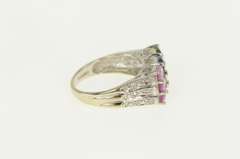 14K White Gold 2.50 Ctw Pink Topaz Sapphire Peridot Cluster Ring