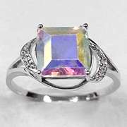 2.26 CT WHITE MYSTIC TOPAZ SILVER RING