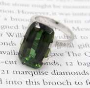 Unique 18kt White Gold Tourmaline and Diamond Ring