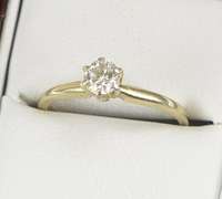 10K Yellow Gold 0.44 Ct Diamond Classic Solitaire Engagement Ring