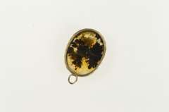 10K Yellow Gold Victorian Oval Dendritic Agate Cabochon Pendant