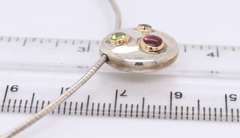 Tiffany & Co Disc Pendant with Colored Gems on Snake Chain