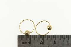 14K Yellow Gold 12.1mm Round Ball Beaded Vintage Hoop Earrings