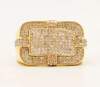 14kt Solid Yellow Gold & Diamond Men's Ring