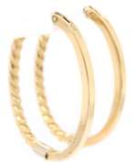 Polished Ribbed Oval Hoop Earrings in 18K