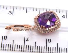 Attractive Rose Gold Amethyst and Diamond Dangle Earrings