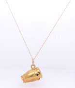 Vintage Drum with Mop and Enamel Pendant on Chain