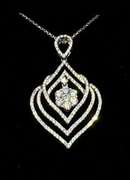 FANCY SWIRL 18K WHITE GOLD AND DIAMOND PENDANT AND CHAIN (1.95 CT IN DIAMONDS)