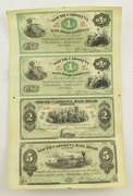 Uncut Sheet 1873 $1 $2 $5 South Carolina Railroad Company