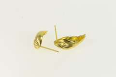 14K Yellow Gold Grooved Curved High Relief Statement Stud Earrings