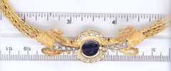 Quintessential 18kt Diamond Rams Head with Lapis accents Necklace