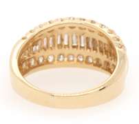 Outstanding 2.00ctw Baguette and Round Diamond Triple Row Ring