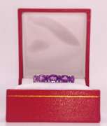18KT SOLID WHITE GOLD & AMETHYST BAND RING