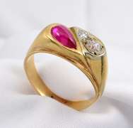 Vintage Man's Ring with Ruby & Diamond