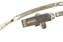 18K White Gold Vintage Syn. Sapphire CZ Accent Collar Necklace