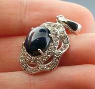 Star Sapphire with Diamond white Topaz pendant