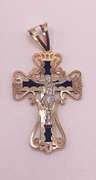 14kt Solid Yellow Gold & Onyx Cross Pendant