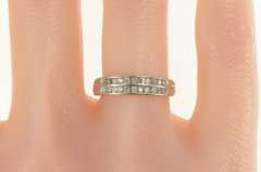 10K White Gold Tiered Diamond Channel Classic Wedding Band Ring