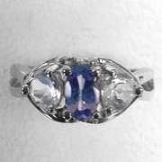 1/2 CT GENUINE TANZANITE & 1/3 CT WHITE TOPAZ SILVER RING