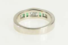 14K White Gold 1.00 Ctw Natural Emerald Diamond Band Ring