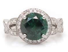Majestic 3.00ctw Round Irradiated Green and White Single Cut Diamonds Halo Ring