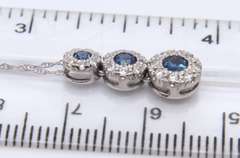 Favorite White Gold 3 Stone Sapphire and Diamond Pendant on Chain
