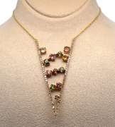 ABSOLUTELY GORGEOUS 14KT SOLID YELLOW GOLD, MULTI SAPPHIRE, & DIAMOND NECKLACE