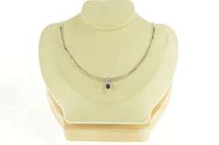 18K White Gold Vintage Syn. Sapphire CZ Accent Collar Necklace