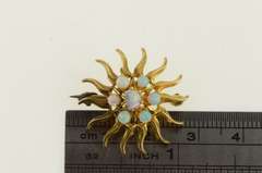 14K Yellow Gold Victorian Opal Ornate Sun Flower Vintage Pin/Brooch