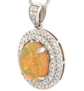 2.94 CTW Opal & Diamond Pendant Necklace in 14K