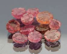 Translucent! 14.52ct Pink Tourmaline flower carving set