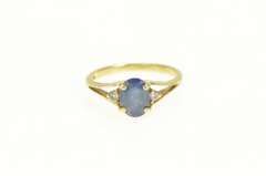 14K Yellow Gold Natural Sapphire Diamond Accent Engagement Ring