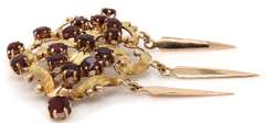 Vintage Garnet Heirloom Style Dangle Brooch in 14K