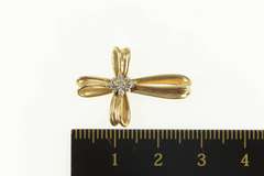10K Yellow Gold Diamond Cluster Cross Loop Christian Symbol Pendant
