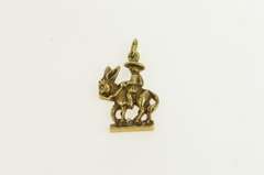 14K Yellow Gold Curacao Caribbean Island Souvenir Donkey Charm/Pendant