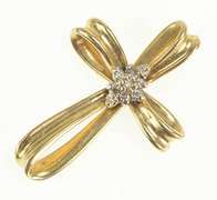 10K Yellow Gold Diamond Cluster Cross Loop Christian Symbol Pendant