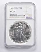 MS70 1987 American Silver Eagle NGC