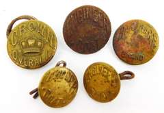 Rare Collection of Early Engineer Overall Buttons