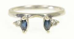 14K Yellow Gold Sapphire Diamond Wrap Wedding Band Ring