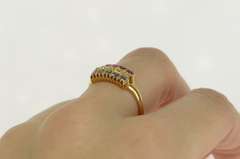 18K Yellow Gold 1913 1.10Ctw OEC Diamond Sapphire Ruby Band Ring