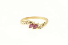 14K Yellow Gold Marquise Ruby Diamond Accent Bypass Ring
