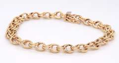 Elegant Double Link Charm Bracelet in Yellow Gold